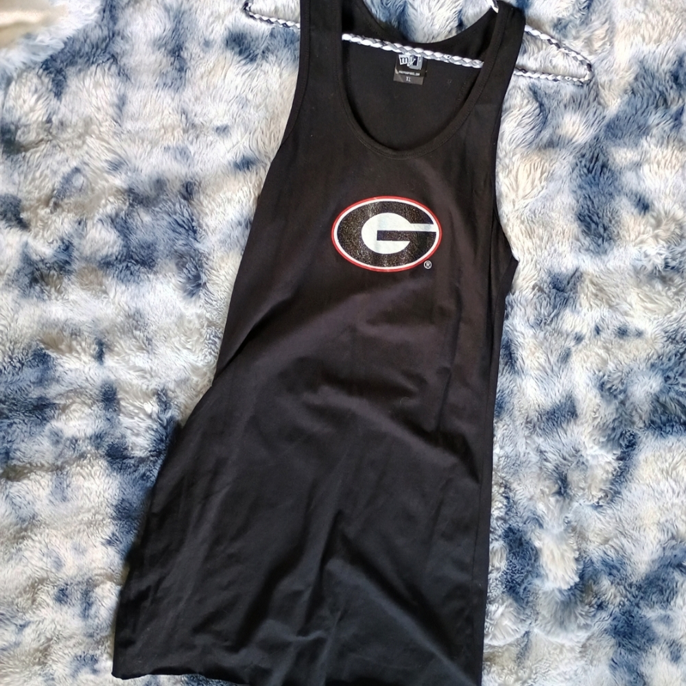 Black Georgia Bulldogs tank dress w glitter accent, football mom, Go bulldogs